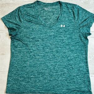 Under Armour Women's Heathered Green V-Neck Tee